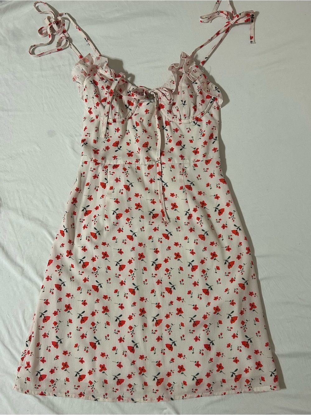 Princess Polly White Sundress with Red Floral Print